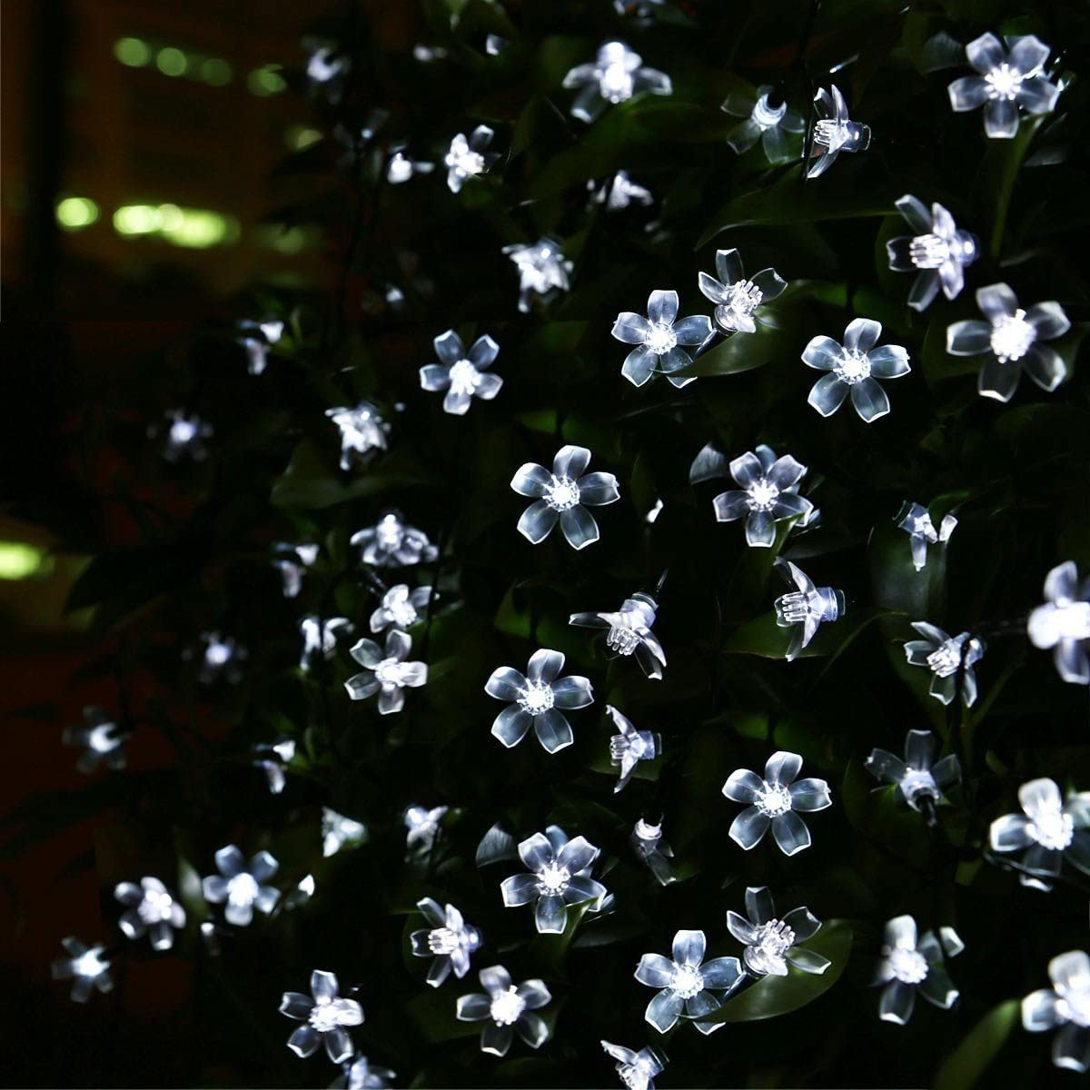 Tuokay, Solar Garden Lights, Outdoor Fairy Lights with Flower, Waterproof 7m 50 LED 8 Twinkling Modes - Image 2