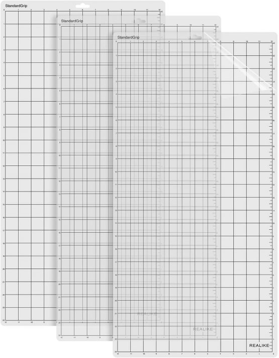 REALIKE Cutting Mat for Silhouette Cameo3/2/1, 3Pack Replacement 12X24 inch Vinyl Standard Grip Cutting Mat for Craft Sewing.