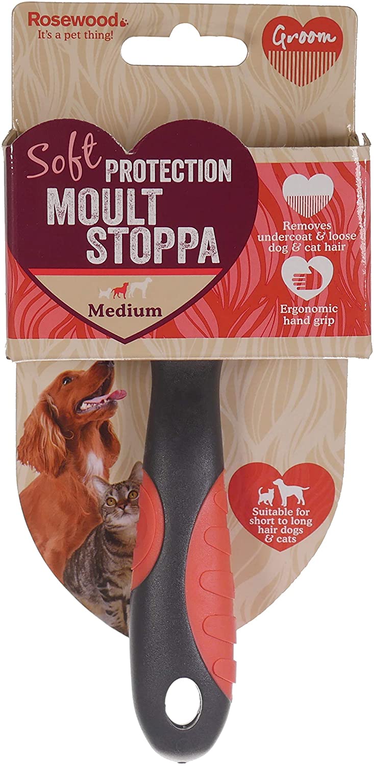 Rosewood Soft Protection Moult Stoppa, Professional Grooming Brush for Dogs & Cats, Medium, Clear - Image 2