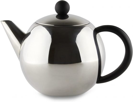Café Ole Rondo ST-017X Stainless Steel Tea Pot Easy Pour Teapot with Infuser Basket 17oz 500ml, Black Bakelite Handle - Image 3