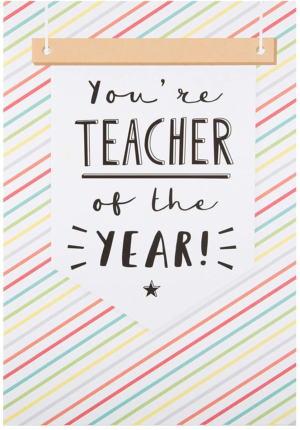 Hallmark Thank You Teacher Card From Embossed Hanging Sign Design, Multicolour, 22.8cm x 15.9cm