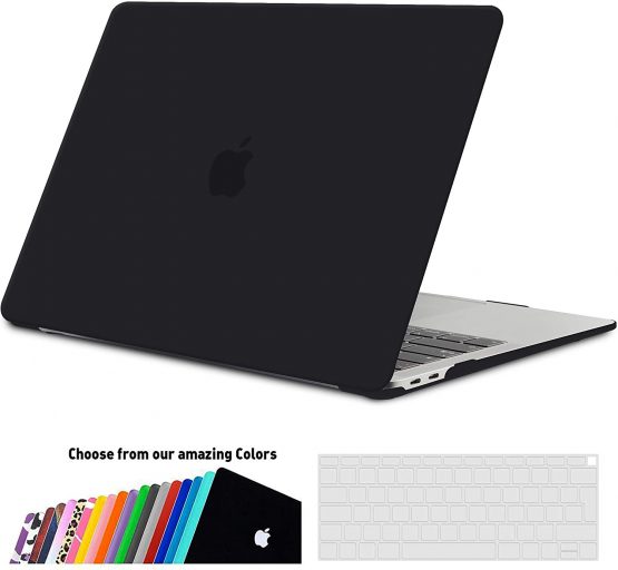 iNeseon Case Cover Compatible with MacBook Air 13-inch A2337(M1)/ A2179/ A1932, Slim Hard Shell Case + Keyboard Cover for 2021 2020 2019 2018 MacBook Air 13 with Touch ID, Black