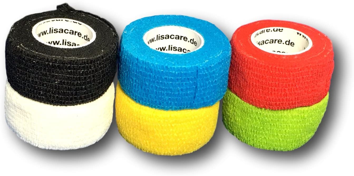 LisaCare® Plaster Bandage, Finger Plaster self-Adhesive - Without Adhesive & Elastic- Wound bandag, Fixation -Set of 6-2,5cm x 4,5m