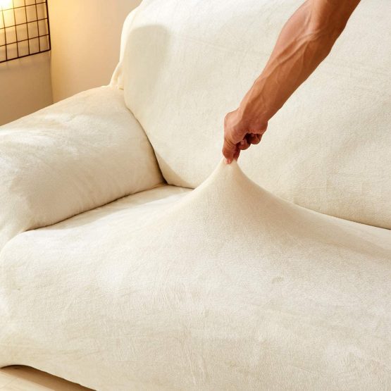 PETCUTE Elastic armchair covers thick couch cover sofa slipcovers velvet strethcy armchair cover Beige - Image 3