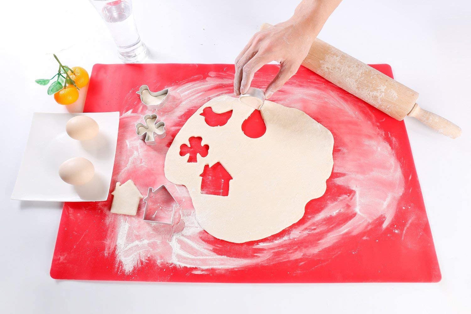 JingU Silicone Waterproof Baking Placemat, Non Stick Hot Mat, Soft Mat for Baby Kids & Children (40x30cm) (Red, 2 Pack) - Image 3
