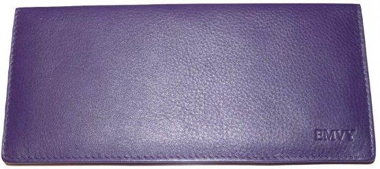 EMVY Leather Genuine Leather Cheque Book Cover Holder in Colours Black or Purple! (Purple)