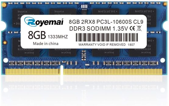 DUOMEIQI ROYEMAI 8GB PC3-10600 DDR3 1333MHz Sodimm 2Rx8 1.35V CL9 Non-ECC Notebook RAM Memory Upgrade for MacBook iMac