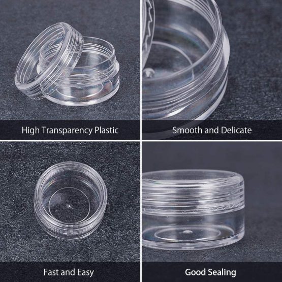 BENECREAT 30 PACK 15ML Empty Clear Plastic Bead Storage Container jar with Rounded Screw-Top Lids for Beads, Nail Art, Glitter and Travel Cream (39mm x 22mm) - Image 4