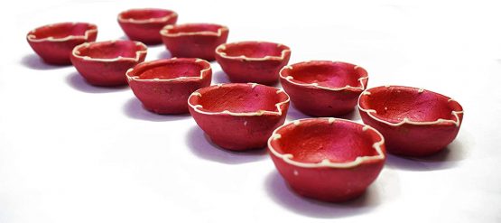 Craftsman 10 Pc Set of Clay Diya with Cotton Wicks Batti Traditional Terracotta Natural Earthen Oil Lamp Deepak Welcome Dia Diwali Deepawali Decoration Kutthu Vilakku Deep Indian Gift Items - Image 3
