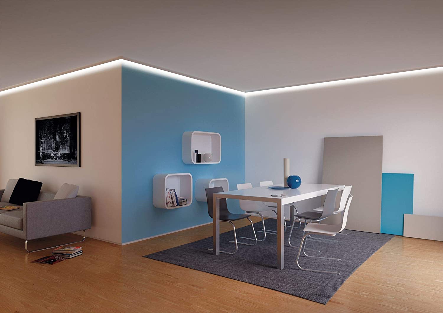 Paulmann 70441 Outside Edge Corner Profile for The Connection of Profiles in The Outside Corners of Rooms 2-Pack Grey Plastic can be Painted or wallpapered Over - Image 2
