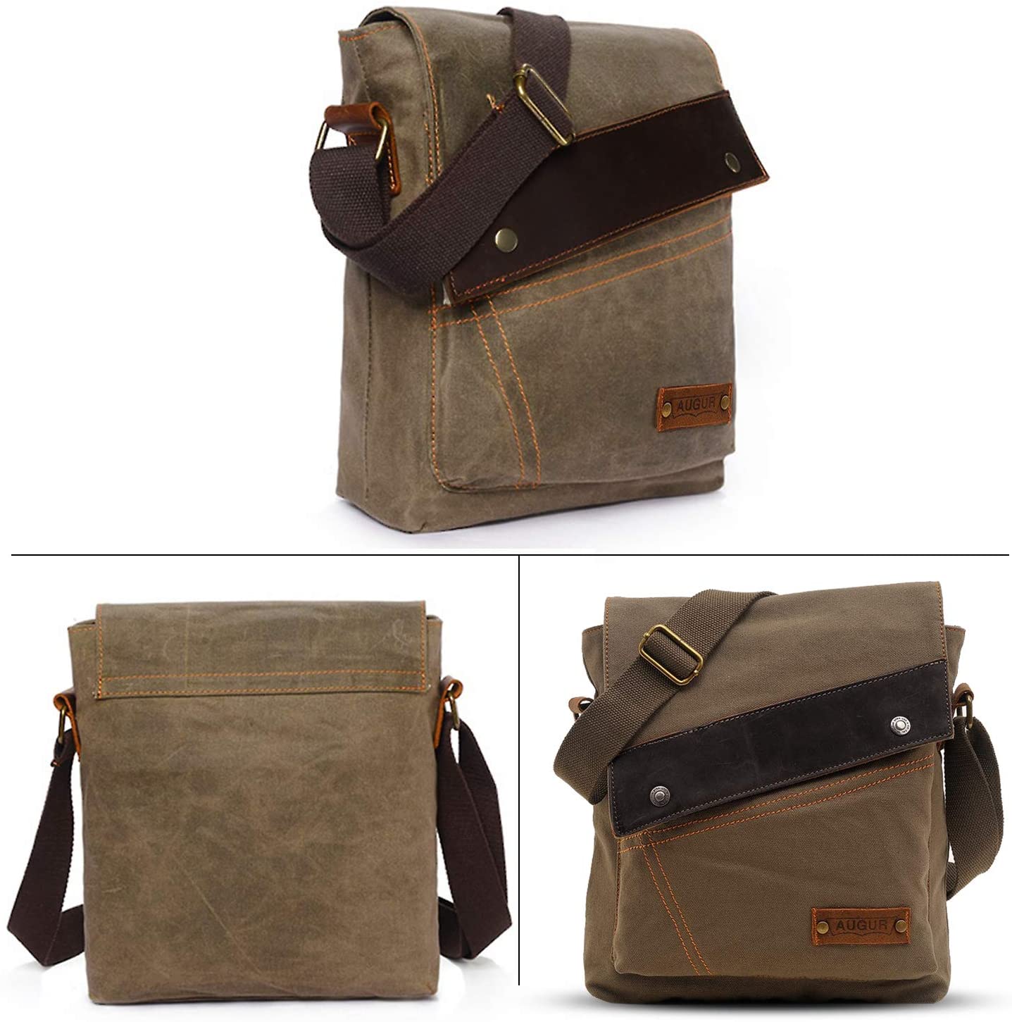 FANDARE Casual Shoulder Crossbody Bag Canvas Messenger Pack for 7.9 inch Tablet Men Woemn Satchel Schoolbag Briefcase for Men Women Commute College Campus Cycling Hiking Outdoor Travel Green - Image 3