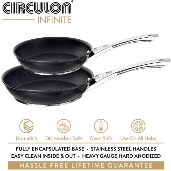 Circulon 82529 Infinite frypan Twin Pack (25/30cm) – Premium Non Stick Frying Pans – Hard Anodized Aluminium Cookware – Induction, Oven and Dishwasher Safe, Aluminum, Black - Image 3