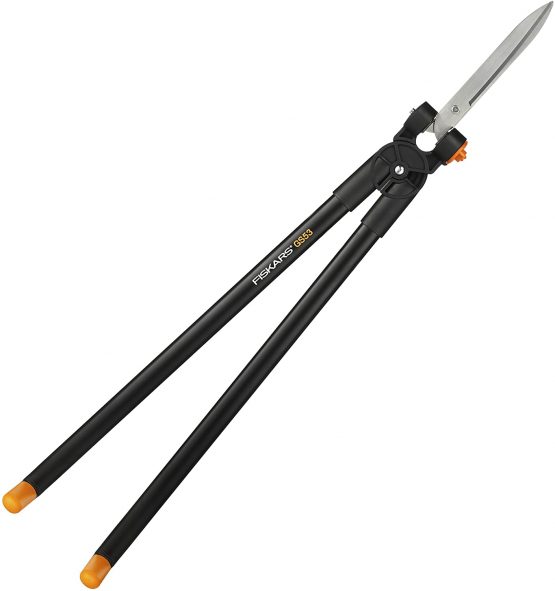 Fiskars PowerLever Grass And Hedge Shear GS53, Multifunctional hedge and lawn scissors, range up to 2.5 m, black / orange, 1001565