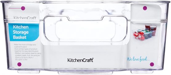 KitchenCraft KCFSTOREMED Medium Fridge-Safe Plastic Kitchen Storage Box, 31.5 x 21 x 9 cm (12.5" x 8.5" x 3.5") - Transparent - Image 3