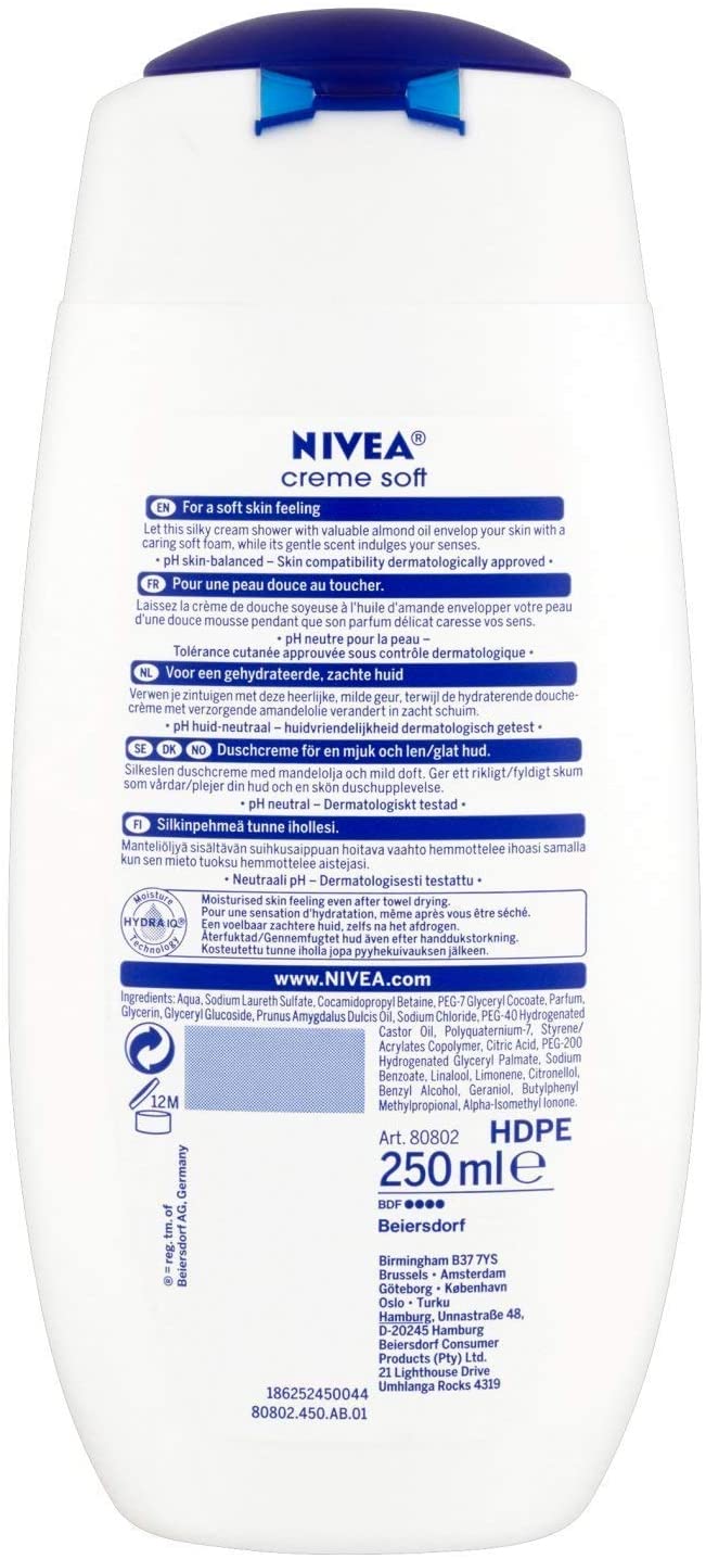 NIVEA Care Shower Creme Soft (250 ml) Caring Shower Body Cream Enriched with Almond Oil, Moisturising Shower Gel Body Wash - Image 2