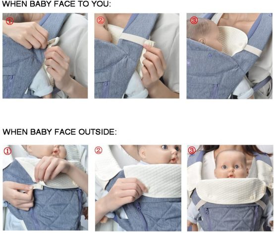 Bebamour Teething Pads for Baby Carrier, 100% Cotton Drool Bibs for Baby Carrier Newborn to Toddler, 3PCS Baby Teething Pads for Boys/Girls, Fits All Carrier/Reversible/Natural - Image 4