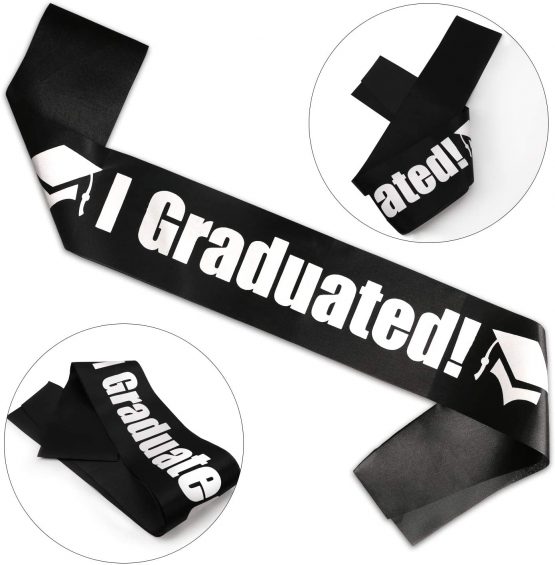 HOWAF Student Graduation Hat Cap and Graduate Satin Sash for Prime Adults Graduation Ceremony Party Favors Decoration, Graduation Hat Sash for University Bachelor High School - Image 4