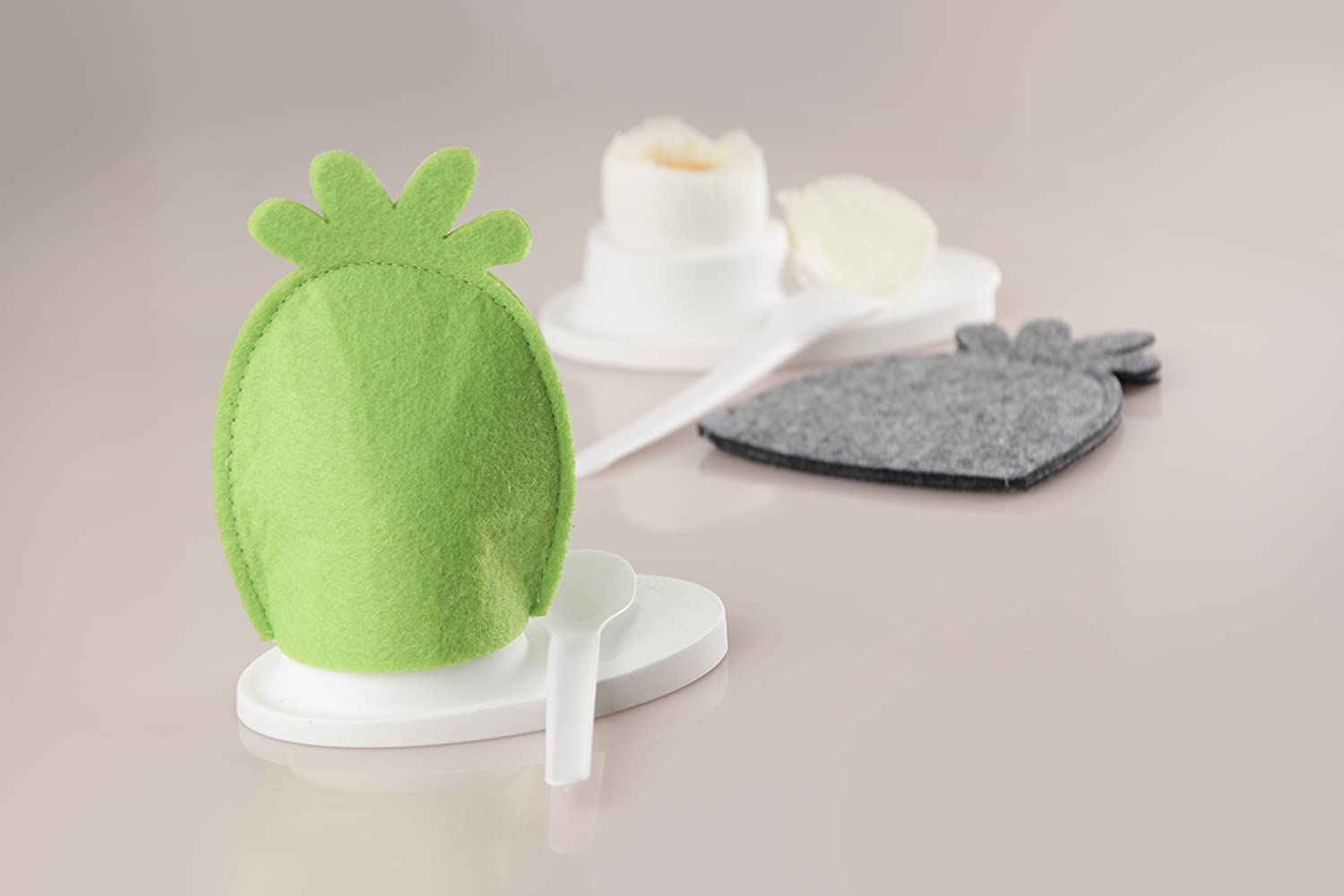 Fackelmann Egg Warmer of Felt, Red/Grey/Green/Orange, 4.9 x 3.9-Inch, 4-Piece, 12.5 x 10 x 0.5 cm - Image 2