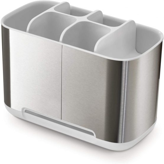 Joseph Joseph 70531 Bathroom Easy-Store Steel Toothbrush Caddy, Large- White/Steel - Image 3