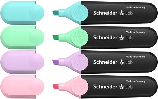 Schneider Job 150 Pastel Highlighter Pens Turquoise Mint Lilac and Rose Pack of 4