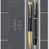 Parker Urban Duo Gift Set with Ballpoint Pen & Fountain Pen, Muted Black with Gold Trim, Blue Ink Refill & Cartridge, Gift Box