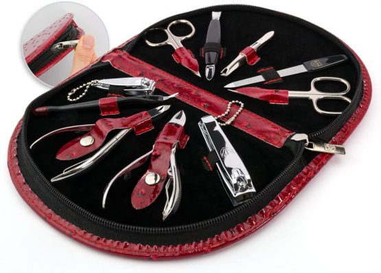 3 Swords Germany - brand quality 10 piece manicure pedicure grooming kit set for professional finger & toe nail care scissors clipper fashion leather case in gift box, Made by 3 Swords (2412) - Image 3
