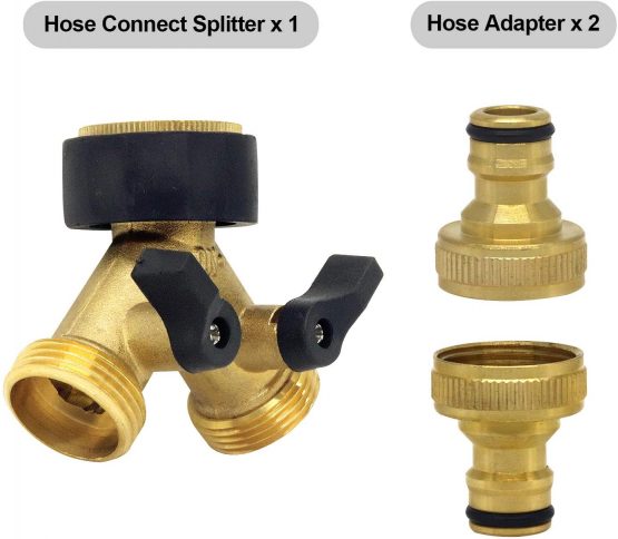 2 Way Brass Tap,Garden Hose Splitter, Y Valve, Two Way Brass Tap Manifold Brass Garden Hose with 2 x3/4 Inch brass water tap connection - Image 2