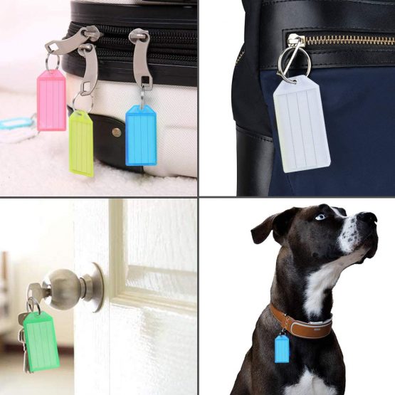 20 PCS Key Tags,XCOZU Coloured Plastic Key Fobs Tags Key Rings with Labels is Used for The Name ID Tags of The Key,Luggage,Pet and Bag,Writable Paper Card Keyring Tags with Split Ring Keys Tags - Image 3