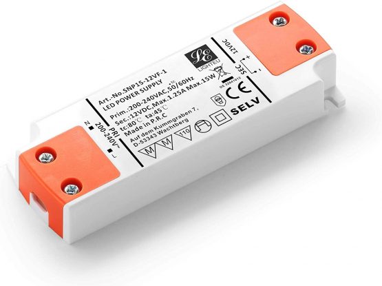 LIGHTEU, Transformer LED Power Supply - 15W, 12V DC, 1.25A - Constant Voltage for LED Strip Lights and G4, MR11, MR16 LED Light Bulbs