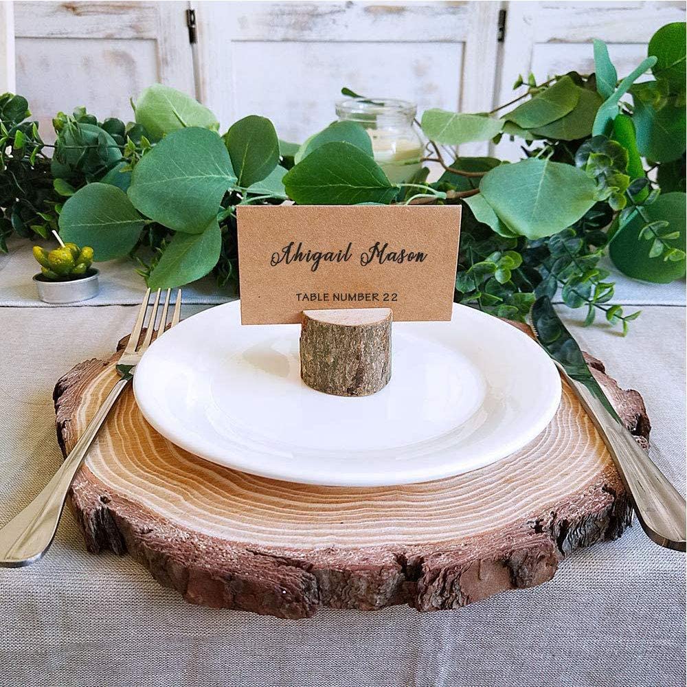Place Card Holders, Rustic Real Wood with Wooden Bark Table Card Holder - Image 3