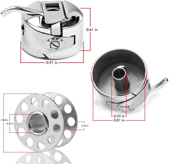 2 Pieces Domestic Sewing Machine Bobbin Cases, 10 Pieces Metal Sewing Machine Bobbins, for Embroidery/Household Sewing Machine/Brother/Singer/Janome/Newhome - Image 2