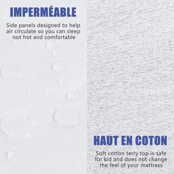 RICHAIR Mattress Protector Waterproof - Super Absorbent & Non-Noisy Cover - Cotton Terry Towel & Deep Fitted(80x160 + 30cm) - Anti Allergy and Breathable - Image 4