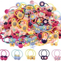 100 pcs Mix Colors Girls Elastic Hair Ties Soft Rubber Bands Hair Bands Ponytail Holders Hair Accessories for Girls Infants Toddlers(50 Pairs)