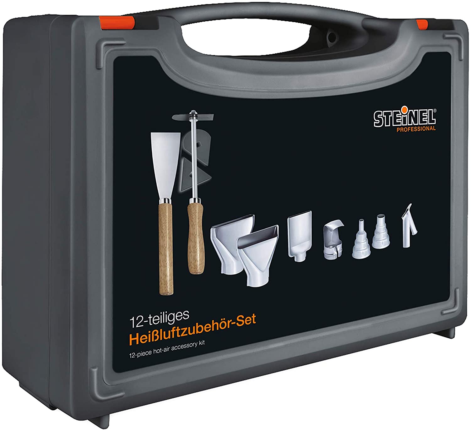 Steinel Hot Air Accessory Set in Case, 12-Piece, Pluggable Nozzles, Paint Scraper, for Renovating and Repairing - Image 2