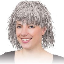 Bristol Novelty BW130 Tinsel Wig Silver, One Size