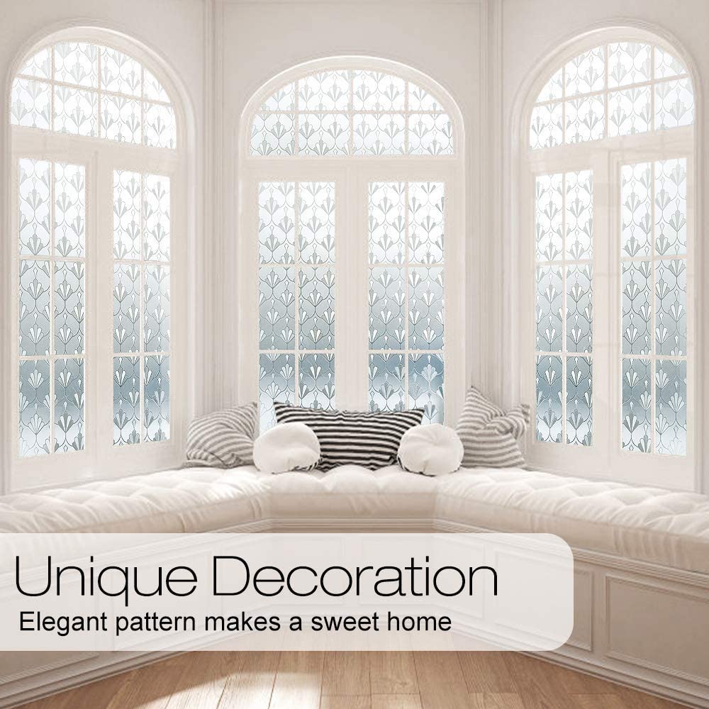 rabbitgoo Privacy Window Film Non Adhesive Frosted Glass Film Anti UV Window Sticker Self Static Cling Decorative Glass Covering for Home Kitchen Living Room Removable & Reusable - Image 2