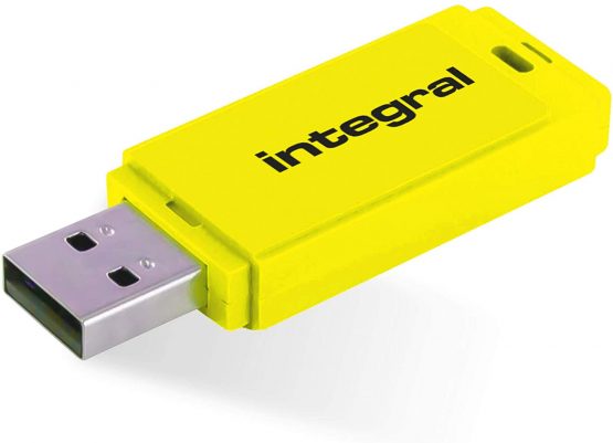 32GB USB memory stick Neon Yellow Hi-Speed flash drive 2.0, by Integral,INFD32GBNEONYL