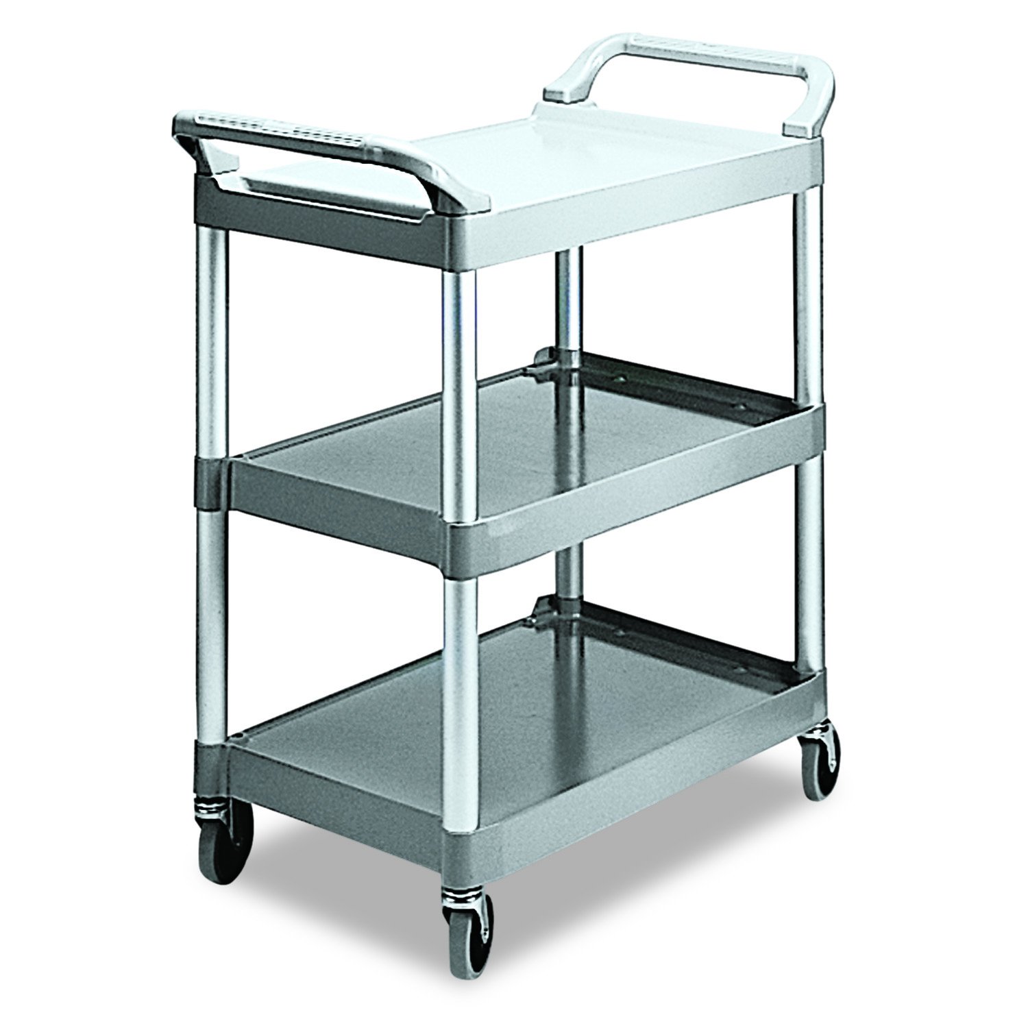 Rubbermaid Commercial Plastic 3 Shelve Service Cart - Platinum