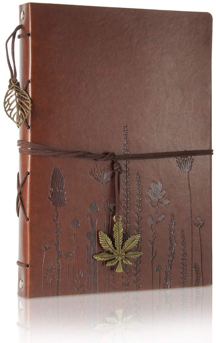 ThxMadam Vintage Leather Scrapbook Photo Album Wedding Guest Book Memory Book with 60 Black Pages Present for Christmas Valentines Anniversary Mother's Day Birthday for Wife Mum Daughter Girlfriend