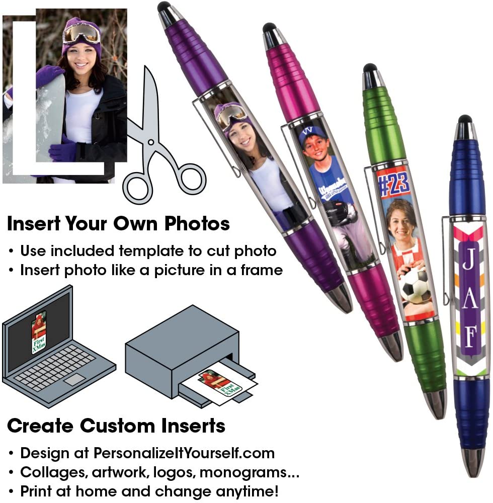 PixStylus 2 in 1 Personalized Pen and Stylus Combo - DIY - Just Insert a Photo or Create Your Own Custom Insert Online - Violet/Purple - Image 4