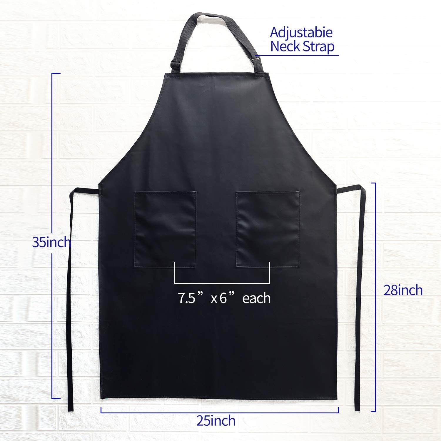 Waterproof Aprons Vinyl Apron with 2 Pockets Adjustable Work Apron for