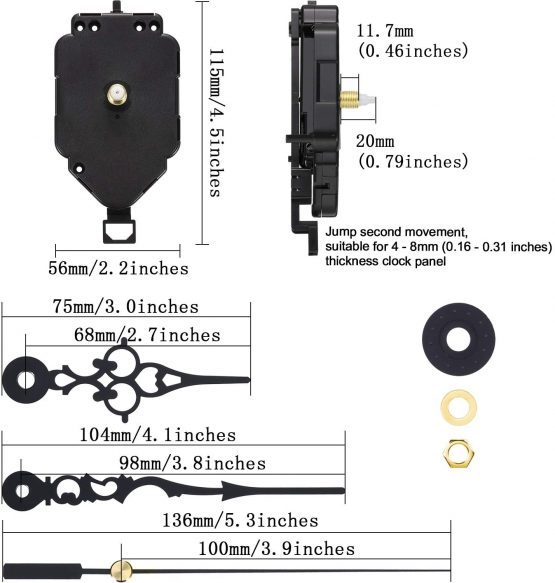 Hicarer Pendulum Clock Movement Quartz DIY Movement Kits Replacement Pendulum Clock Movement Mechanism (Shaft Length 0.79 Inch) - Image 2