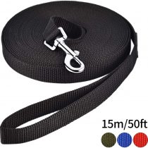 HAPPY HACHI Dog Training Lead Leash, Long Dog Line Nylon Cotton Webbing Recall Rope Leash for Pet Tracking Training Recall Obedience (15m/50ft,Black)