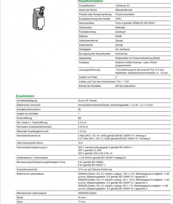 Telemecanique Sensors XCKJ10513 Limit Switch with Steel Roller Lever, Metal, Series XCKJ, Rotary Head, PG13.5 Cable Gland, 1 NC + 1 NO Snap Action Contacts - Image 2