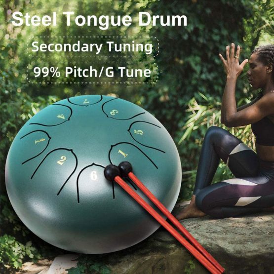 Steel Tongue Drum,8 Notes 6 inch Handpan Drum Percussion Instrument with Carry Bag,Music Book,2 Drumsticks and 6 Finger Picksreal Drum Tank Drum or Yoga Meditation Musical Education - Image 2