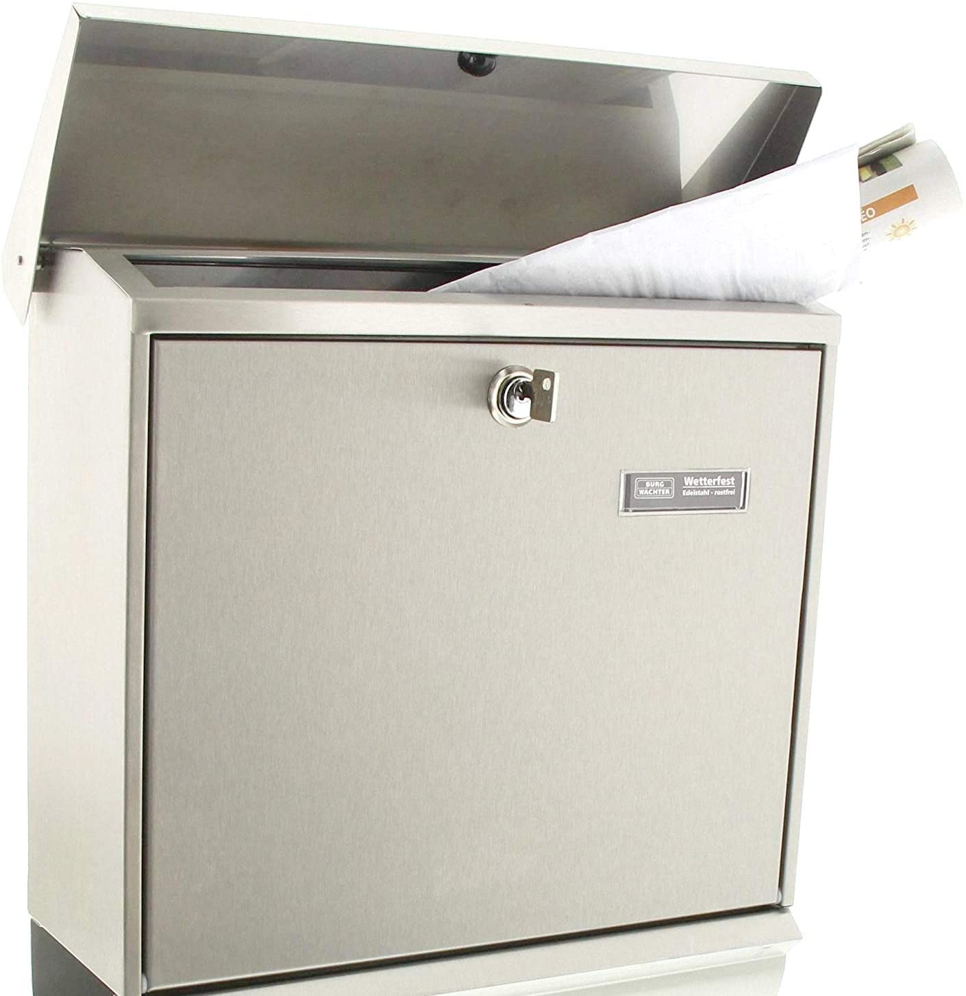 BURG-WÄCHTER Letterbox Set including Integrated Newspaper Compartment, A4 Throw-in Format, Stainless Steel, Comfort-Set 39130 Ni - Image 4