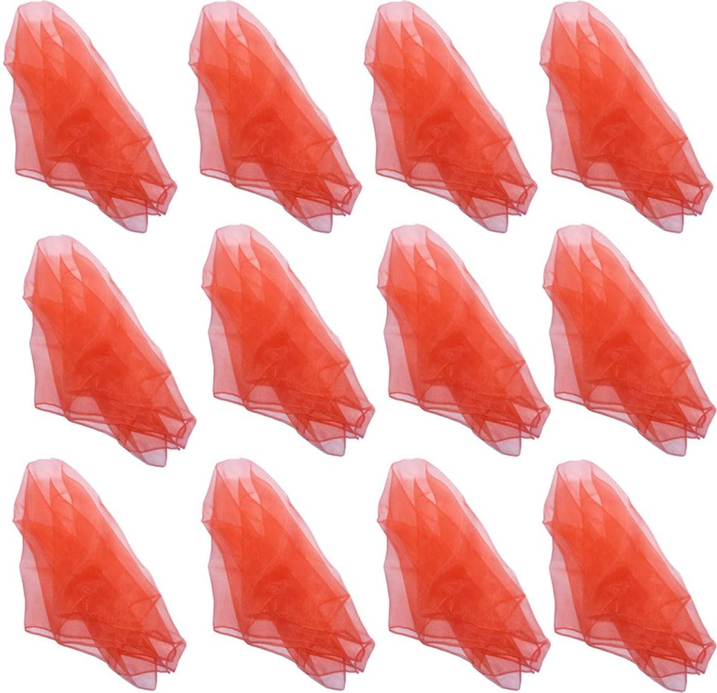 Hoerev Pack of 12 Aapprox. 60cm x 60cm Dancing Juggling Scarves, Red