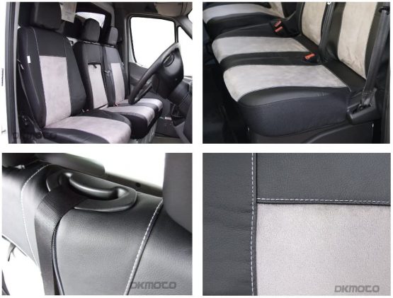 DKMOTO DK704B/G Premium Tailored Van Seat Covers for Ford Transit Custom with Fold Down Table Leatherette - Image 3