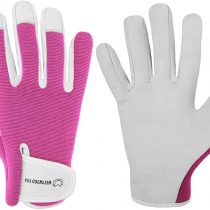 Ladies/Mens Leather Gardening Gloves Thorn Proof Garden work gloves (Large, Pink)