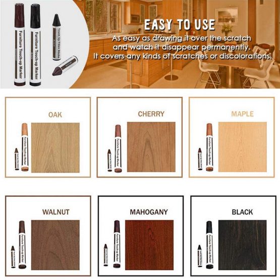 Furniture Repair Kit Wood Markers - Set of 13 - Markers and Wax Sticks with Sharpener Kit, for Stains, Scratches, Wood Floors, Tables, Desks, Carpenters, Bedposts, Touch Ups, and Cover Ups - Image 4